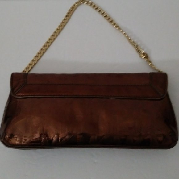 Michael Kors Bronze Shiny Metallic Signature Bag with Gold Chain Strap - Picture 5 of 15